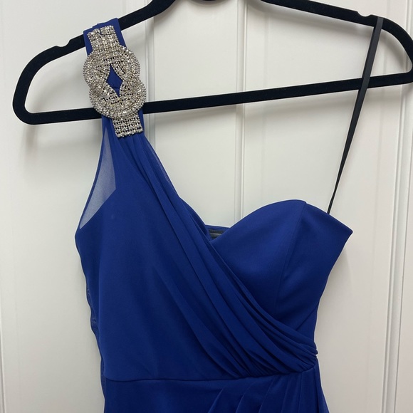 Xscape One Shoulder Gown Prom Dress Sz 2 in Royal Blue - Picture 3 of 10